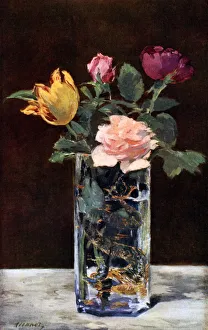Still life with roses and tulips in a dragon vase, 1882 (1931).Artist: Edouard Manet Still life with roses and tulips in a dragon vase, 1882 (1931).Artist: Edouard Manet