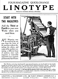 English Text Gallery: Linotype & Machinery Ltd. advert, 1919