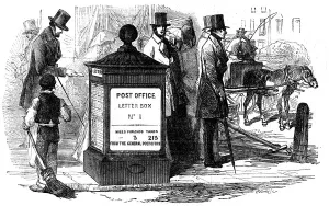 One of Londons first pillar (letter) boxes, 1855 One of Londons first pillar (letter) boxes, 1855