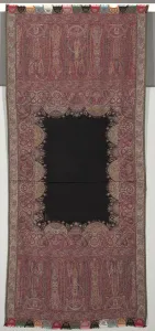 Chinoiserie Prints: 1840s Chinoiserie Style Long Shawl with Refreshed Print Details
