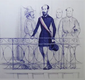 Lorenzo Brentano on the balcony of the Rathaus in Karlsruhe. Artist: Anonymous Lorenzo Brentano on the balcony of the Rathaus in Karlsruhe. Artist: Anonymous