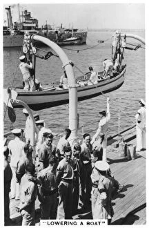 Images Dated 7th July 2007: Lowering a boat, HMS Devonshire, 1937