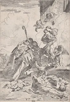 Three Lucchese saints interceding with the Virgin for the victims of the plague...., ca Three Lucchese saints interceding with the Virgin for the victims of the plague...., ca