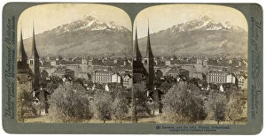 Images Dated 17th November 2007: Lucerne and Mount Pilatus, Switzerland, 1903.Artist: Underwood & Underwood