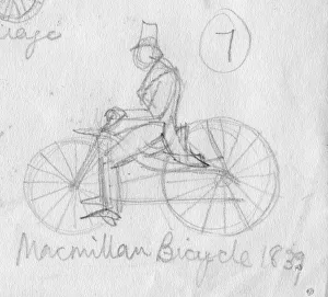 MacMillan bicycle, 1839, (c1950). Creator: Shirley Markham MacMillan bicycle, 1839, (c1950). Creator: Shirley Markham
