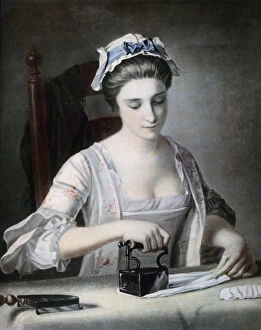 Images Dated 17th November 2007: A maid ironing, 18th century.Artist: George Morland