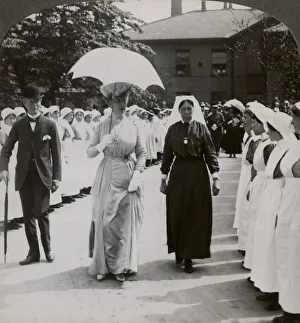 Her Majesty walking through the guard of honour of nurses of RN Hospital, Hull, 20th century Her Majesty walking through the guard of honour of nurses of RN Hospital, Hull, 20th century