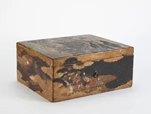 A makimono box decorated with scenes from the Genji romance, Momoyama period A makimono box decorated with scenes from the Genji romance, Momoyama period