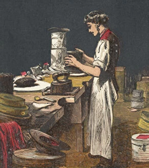 Images Dated 5th August 2005: Making silk hats, 1867