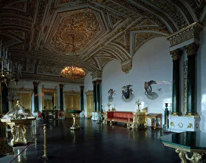 The Malachite Hall of the Winter Palace in Saint Petersburg, 1837-1839. Artist: Aleksandr Bryullov The Malachite Hall of the Winter Palace in Saint Petersburg, 1837-1839. Artist: Aleksandr Bryullov