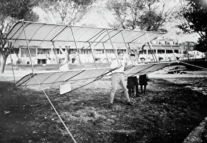 Black And White Aviation Image Prints: Malcolm Allison - with glider, between c1910 and c1915. Creator: Bain News Service