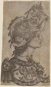 Man in a Fantastic Helmet, c. 1470/1480. Creator: Unknown Man in a Fantastic Helmet, c. 1470/1480. Creator: Unknown