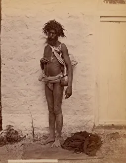 Albumen Silver Print Art Prints: Man in Loincloth with Strands of Beads, 1860s-70s. Creator: Unknown