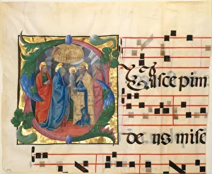 Synagogue Gallery: Manuscript Illumination with the Presentation in the Temple in an Initial S, 1450-60