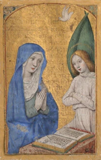 Jean Collection: Manuscript Leaf with the Annunciation from a Book of Hours, ca. 1485-90. Creator: Jean Bourdichon