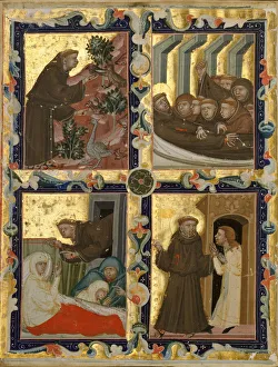 Manuscript Leaf with Scenes from the Life of Saint Francis of Assisi, Italian, ca Manuscript Leaf with Scenes from the Life of Saint Francis of Assisi, Italian, ca