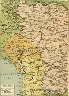 Map To Illustrate the Serbian Retreat, 1919. Creator: George Philip & Son Ltd Map To Illustrate the Serbian Retreat, 1919. Creator: George Philip & Son Ltd