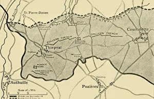 Heritage Images Print: Map of Thiepval Ridge Gains, 1916
