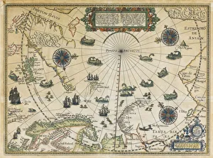 Map of Willem Barentsz Third Voyage, 1598. Artist: Claesz, Cornelis (ca. 1551-1609) Map of Willem Barentsz Third Voyage, 1598. Artist: Claesz, Cornelis (ca. 1551-1609)