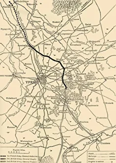 Ypres Map Print, First World War (c1920)