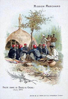 Images Dated 13th January 2007: The Marchand expedition: resting at Bahr-el-Gazal, Sudan, June 1897