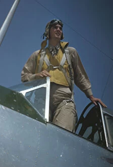 Life Jacket Gallery: Marine Corps lieutenant studying glider piloting at Page Field, Parris Island, S.C. 1942
