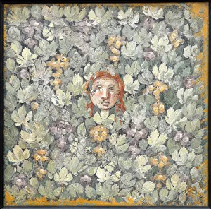 Mask on vine leaves and bunches of grapes, 1st H Mask on vine leaves and bunches of grapes, 1st H