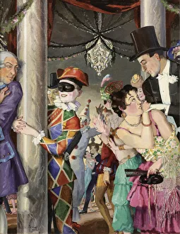 Masquerade, 1924. Artist: Somov, Konstantin Andreyevich (1869-1939) Masquerade, 1924. Artist: Somov, Konstantin Andreyevich (1869-1939)