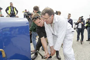 Mechanics starting Sunbeam 350hp July 2015, Pendine. Creator: Unknown Mechanics starting Sunbeam 350hp July 2015, Pendine. Creator: Unknown