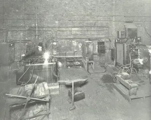 Men welding, Charlton Central Repair Depot, London, 1932 Men welding, Charlton Central Repair Depot, London, 1932