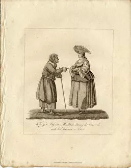 Shrove Tide Gallery: Merchants wife wuth Nurse during Fasching, 1833. Artist: Anonymous
