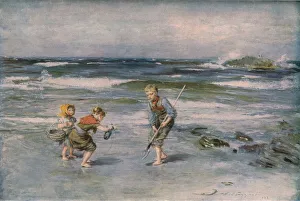 Prints of A Message from the Sea, 1883, (c1930). Three fisher-children finding a bottle washed up by the tide. The setting is the beach at Machrihanish, a village in Argyll on the west coast of Scotland Modern Art Piece Prints: William McTaggart's A Message from the Sea Print, 1883