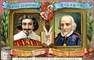 Miguel de Cervantes Saavedra and Pedro Calderon De La Barca, c1900 Miguel de Cervantes Saavedra and Pedro Calderon De La Barca, c1900