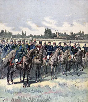 Military review with General Saussier and foreign military attaches, 14th July 1891 Military review with General Saussier and foreign military attaches, 14th July 1891