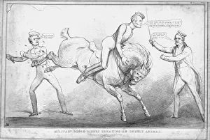 Military Rough-Riders Breaking an Unruly Animal, 1833. Creator: John Doyle Military Rough-Riders Breaking an Unruly Animal, 1833. Creator: John Doyle