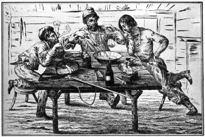 Miners weighing their gold, 19th century (1937).Artist: Britton & Rey Miners weighing their gold, 19th century (1937).Artist: Britton & Rey