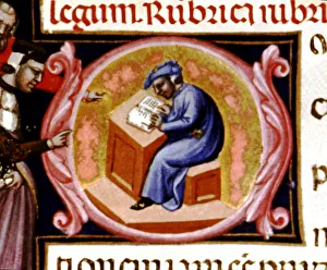 Miniature in Codex Justinian Institutiones Feudorum et Alia, illuminated manuscript, c Miniature in Codex Justinian Institutiones Feudorum et Alia, illuminated manuscript, c
