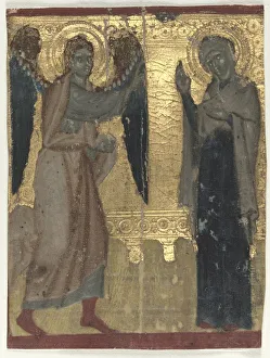 Miniature Excised from a Book of Hours: The Annunciation, late 1200s. Creator: Unknown Miniature Excised from a Book of Hours: The Annunciation, late 1200s. Creator: Unknown