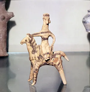 Minoan Clay Figurine Horse and Rider (Goddess), Terracotta, Arkhanes, Crete, c1400BC-c1100 BC Minoan Clay Figurine Horse and Rider (Goddess), Terracotta, Arkhanes, Crete, c1400BC-c1100 BC