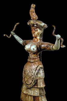 Minoan faience figure of a Snake Goddess, 17th century BC Minoan faience figure of a Snake Goddess, 17th century BC