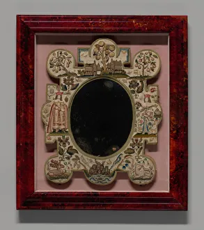 Mirror Depicting King Charles II and Queen Catherine of Braganza, England, 17th century Mirror Depicting King Charles II and Queen Catherine of Braganza, England, 17th century