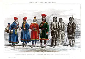 Mongol Race, Lapps and Esquimaux, 1800-1900.Artist: A Portier Mongol Race, Lapps and Esquimaux, 1800-1900.Artist: A Portier