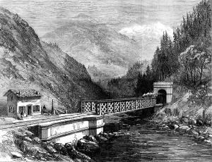 Civil Engineering History Prints: Mont Cenis Railway scenery: the Dora Valley, near Salbertrand, 1871. Creator: Unknown