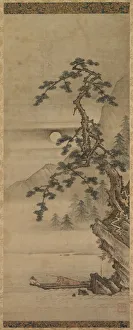 Moonlit Landscape of Pine Tree with Old Man in Boat, Muromachi period, 1392-1573. Creator Moonlit Landscape of Pine Tree with Old Man in Boat, Muromachi period, 1392-1573. Creator