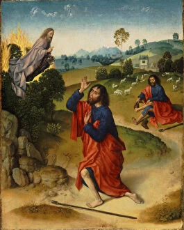 Moses and the Burning Bush, with Moses Removing His Shoes, ca 1465. Artist: Bouts
