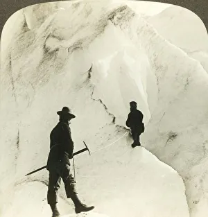 Among mountains and chasms of ice - enormous crevasses of Brigsdal glacier, - Norway, c1905 Among mountains and chasms of ice - enormous crevasses of Brigsdal glacier, - Norway, c1905