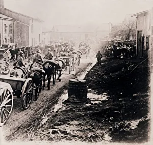 First World War Transportation Prints: Mounted troops with wagons, c1914-c1918