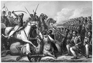 Mutineer cavalry attacking an infantry square at the Battle of Cawnpore, 1857, (c1860) Mutineer cavalry attacking an infantry square at the Battle of Cawnpore, 1857, (c1860)