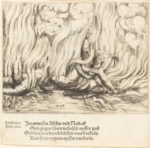 Nadab and Abihu, 1549. Creator: Augustin Hirschvogel Nadab and Abihu, 1549. Creator: Augustin Hirschvogel