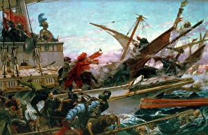 Images Dated 7th April 2014: Naval battle of Lepanto, battle waged in 7th October 1571 when John of Austria was the commander